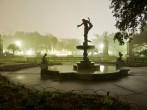 Silhouette of a Statue and Fountain at night in Audubon Park, New Orleans, Louisiana