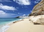 Sandstone cliffs at beautiful Cupecoy Beach on Sint Maarten/St Martin.