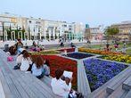 TEL AVIV - MAR 28 2015:Habima Square in Tel Aviv, Israel.It's a public space, home to cultural institutions such as Habima Theatre, Culture Palace and Helena Rubinstein Pavilion for Contemporary Art.