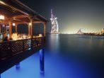 The Pierchic Restaurant seems to float above its fairytale location way out on an Arabian Gulf wharf where diners devour scallops tatare and gaze at a glowing Dubai skyline. Dubai, UNited Arab Emirates