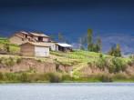 houses in lake . Huancayo, Peru; 