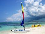 The popular Cable Beach with water sport inventory in Nassau , the capital of The Bahamas. 