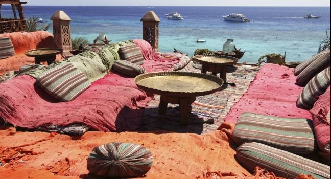 lounge and relax area on red sea in sharm el sheikh; 