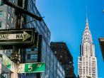 New York City street signs and Chrysler building